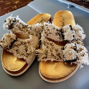 Free People Sideline Flatform shaggy Slide Sandals Size 8